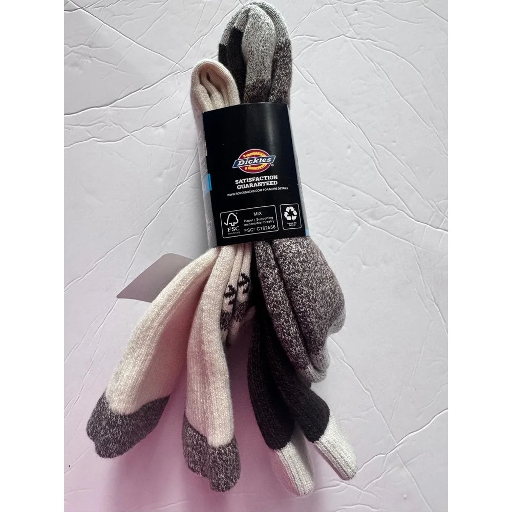Dickies 2 Pair Merino Wool Blend Performance Thermal Crew Socks Brown Asst 6-12